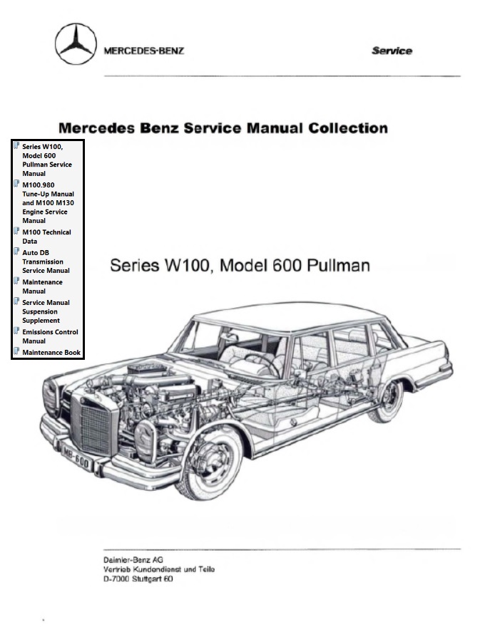 Mercedes W100 Pullman Service Repair Manuals