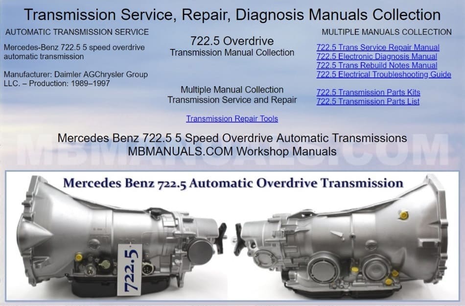 Mercedes Benz 722.5 Automatic Transmission Service Manuals