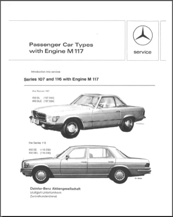 Mercedes 107 SL Shop Manual – 560SL, 450SL, 380SL Service Repair Book (Used)