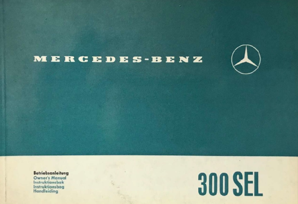 Mercedes W 109 300SEL Owner/Service Manual Directory