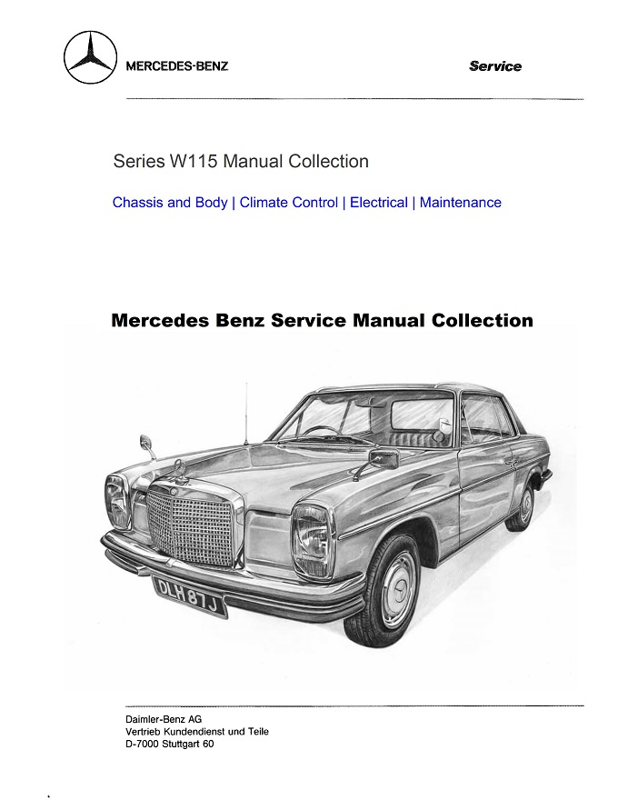 Manuale di istruzioni Mercedes Benz w115 200 D/220 D DIESEL/8 1 serie di 1973 
