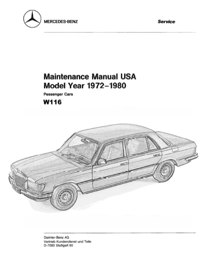 Mercedes w 116 clase s 1979 280 350 450 se sel manual de instrucciones de ba 