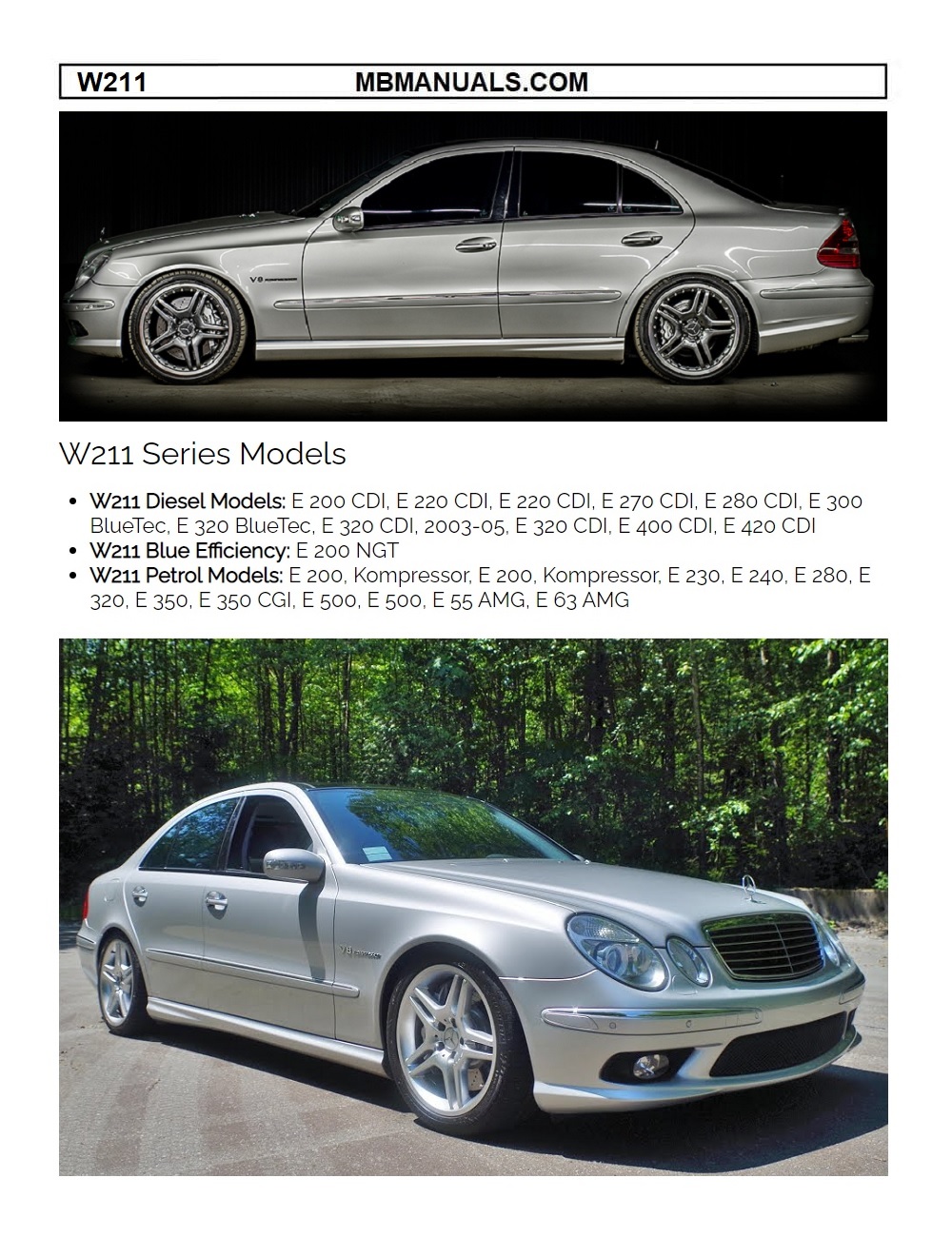 Mercedes-benz clase e t-Model s211 e 280 t 4 matic 320 c219 CLS 300 500